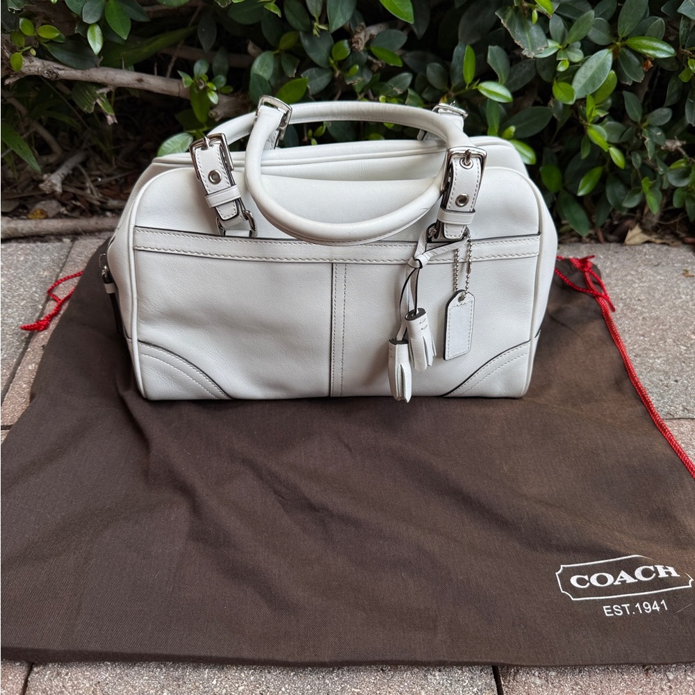 RARE Y2K Coach White Leather Handbag